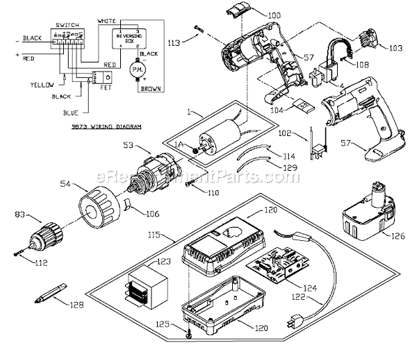 Page A Diagram and Parts List for 873 Type 1 Porter Cable Hammer Drill